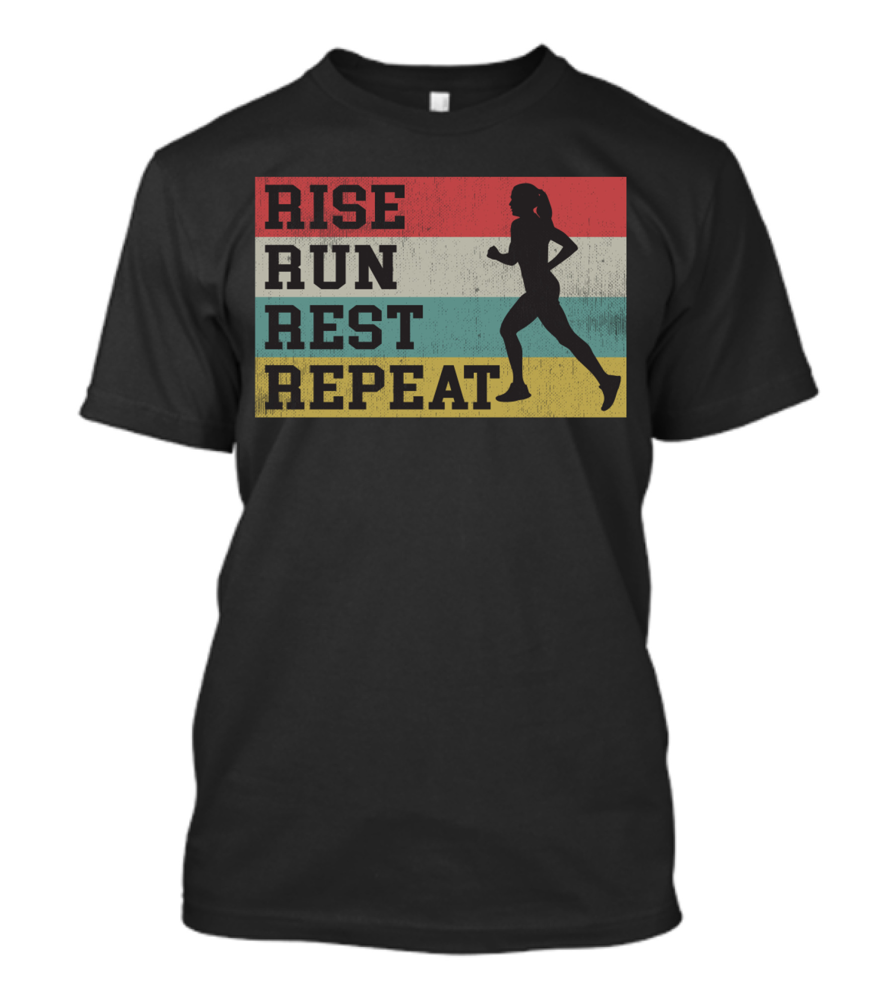 Rise Run Rest Repeat Funny Vintage Running Silhouette Girls T-Shirt