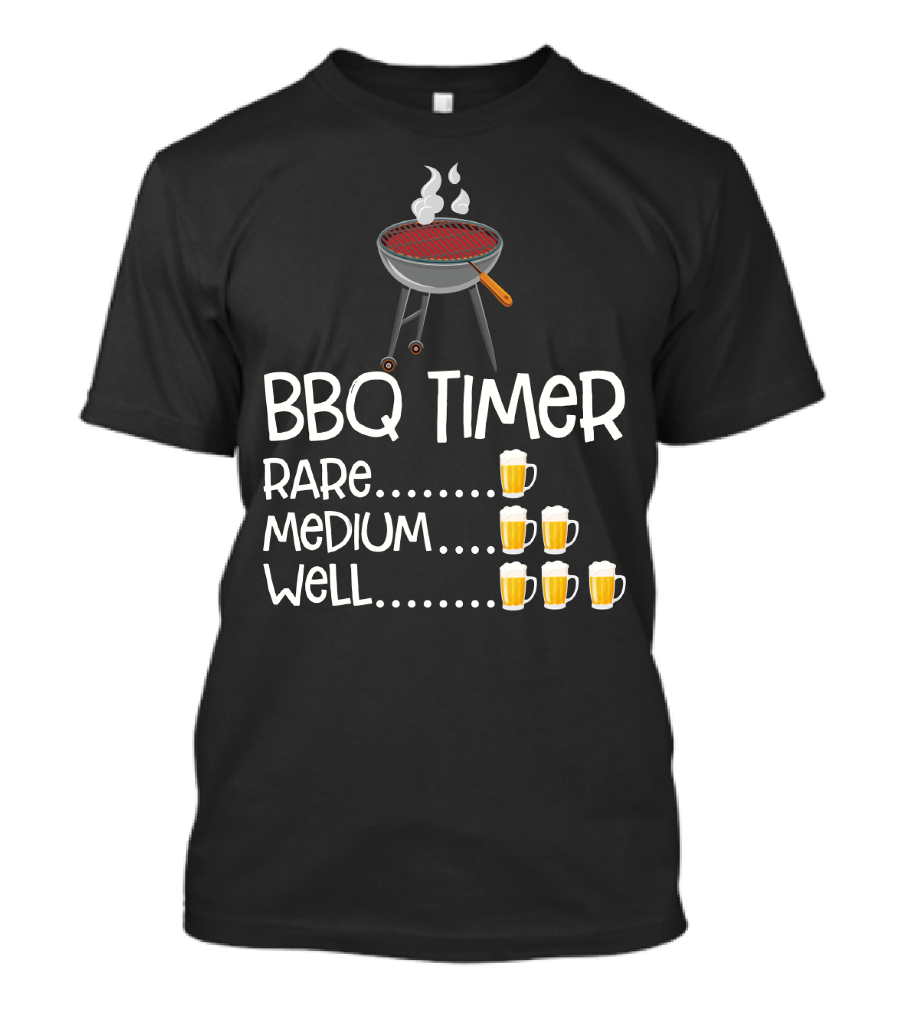 BBQ Timer Rare Medium Well Beer Mug Levels Grill T-Shirt