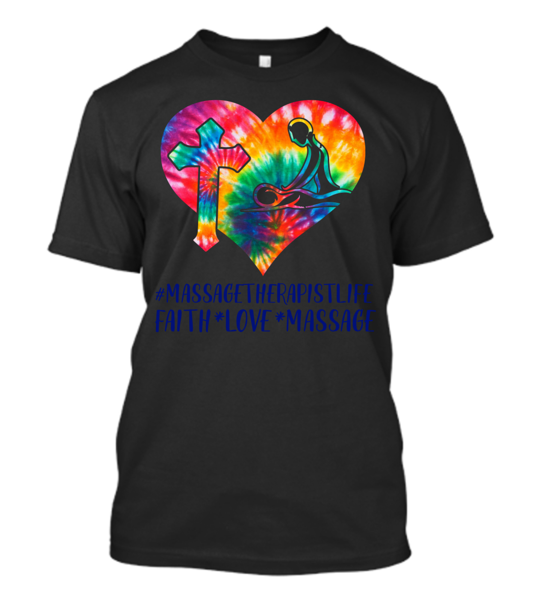 MassageTherapistLife Faith Love Massage Heart With Cross T-Shirt