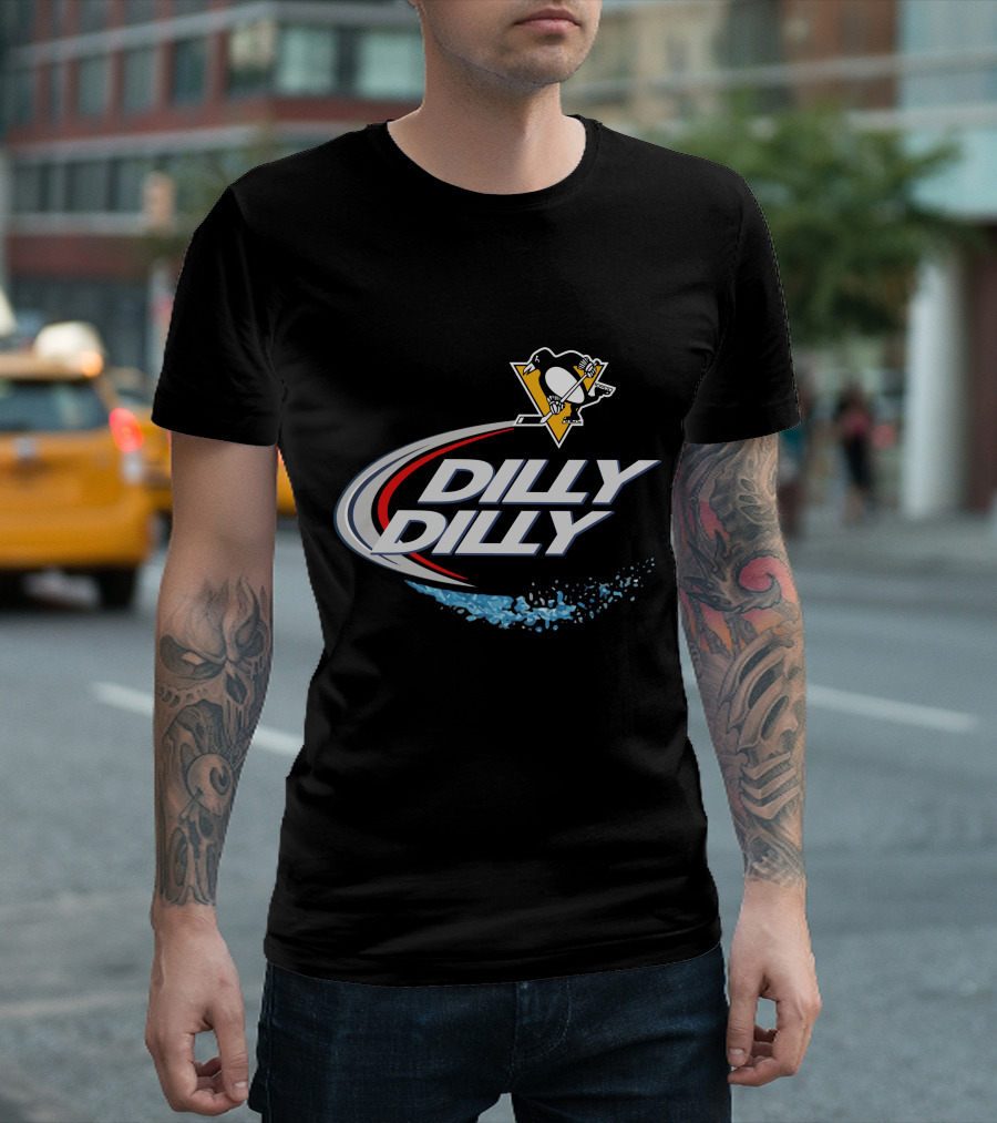 Dilly Dilly Penguins Hockey Logo and Swoosh T-Shirt