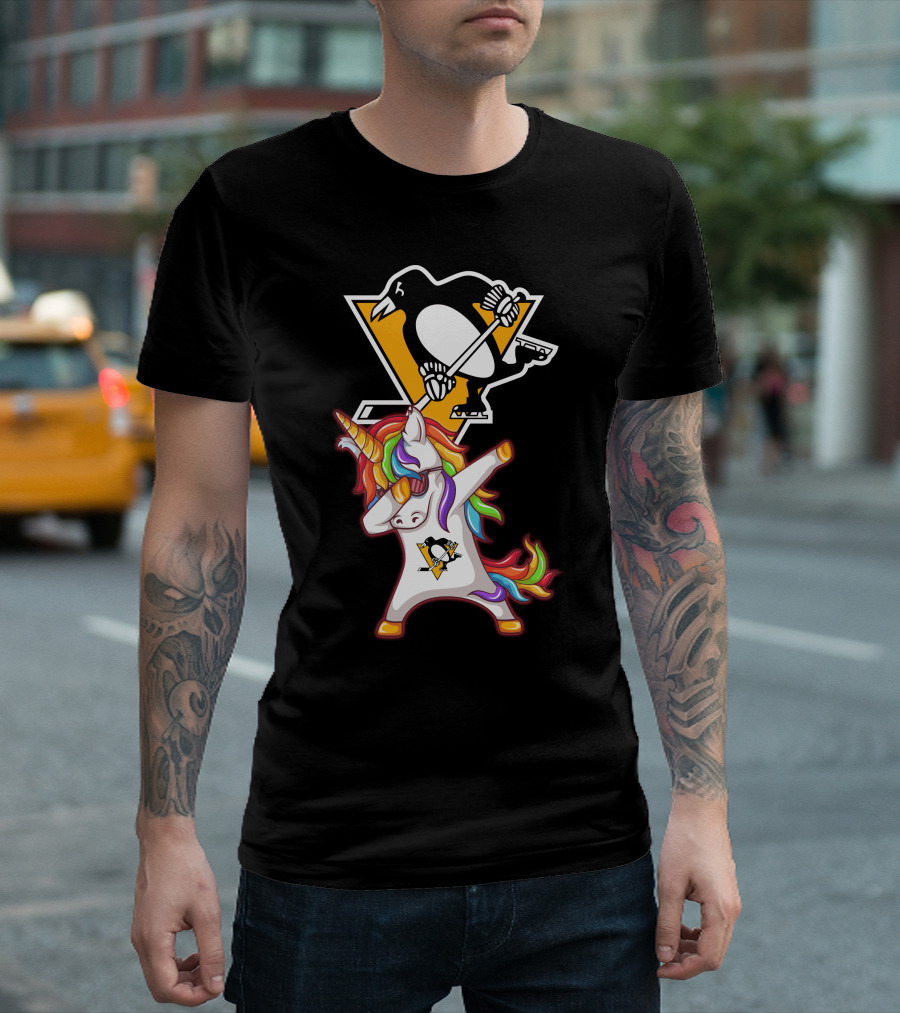 Unicorn Dabbing Penguins Pittsburgh Hockey T-Shirt