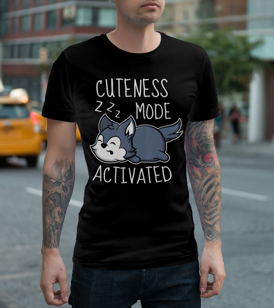 Cuteness Mode Activated Cute Wolf Kid Sleeping T-Shirt
