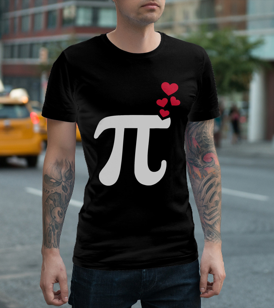 Pi Symbol With Red Hearts T-Shirt