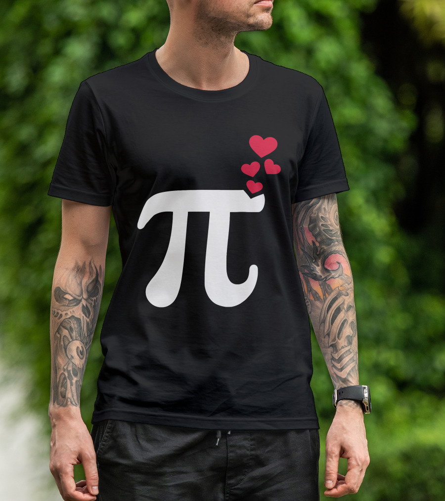 Pi Symbol With Red Hearts T-Shirt