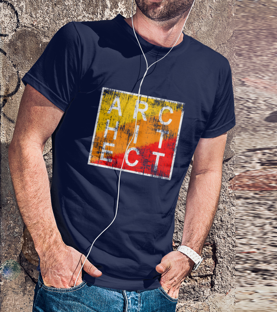 Architect Grunge Texture Yellow Orange Red Square T-Shirt