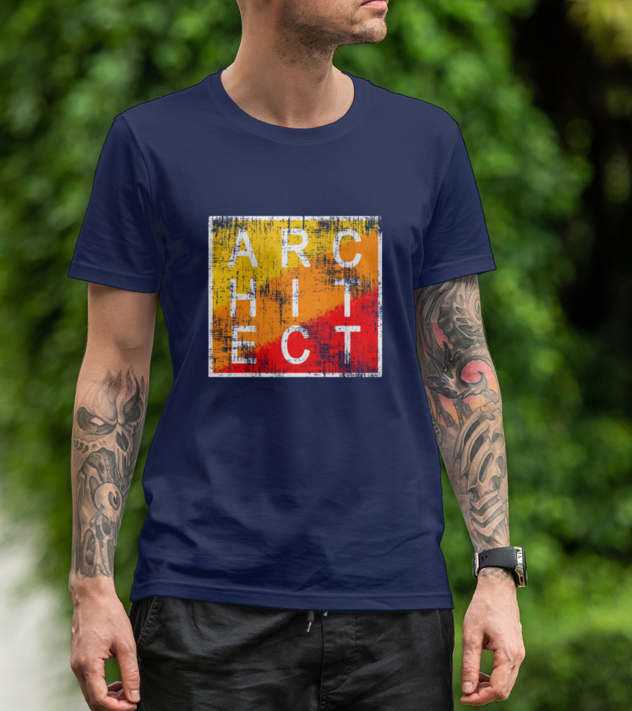 Architect Grunge Texture Yellow Orange Red Square T-Shirt