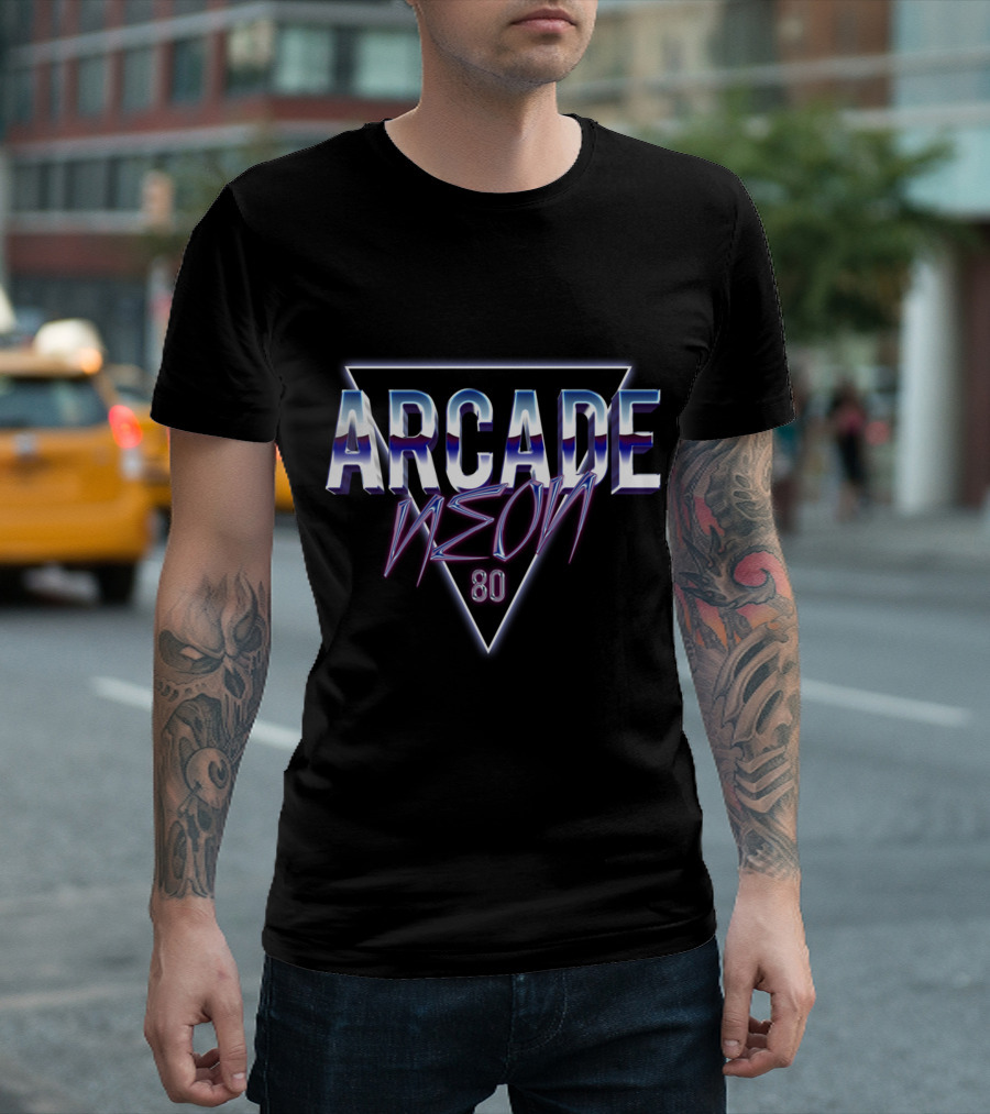 Arcade Neon 80s Retro Triangle T-Shirt