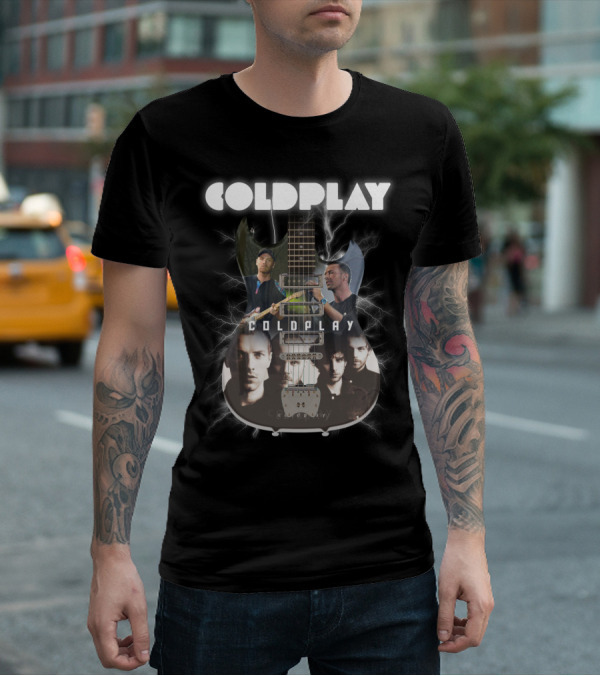 COLDPLAY Electric Guitar Lightning Portraits T-Shirt