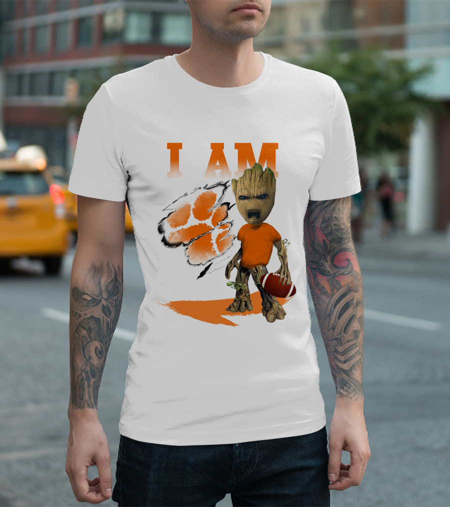 I AM Clemson Tiger Groot Football T-Shirt
