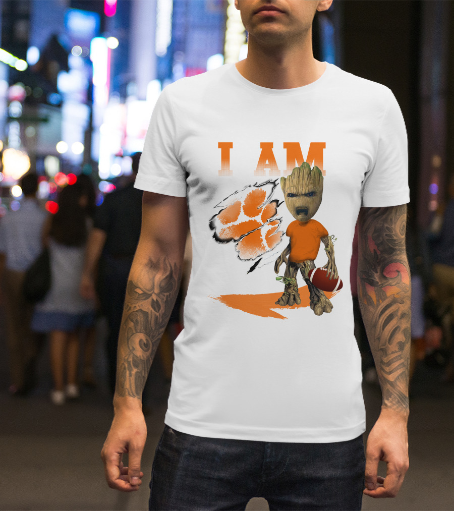 I AM Clemson Tiger Groot Football T-Shirt