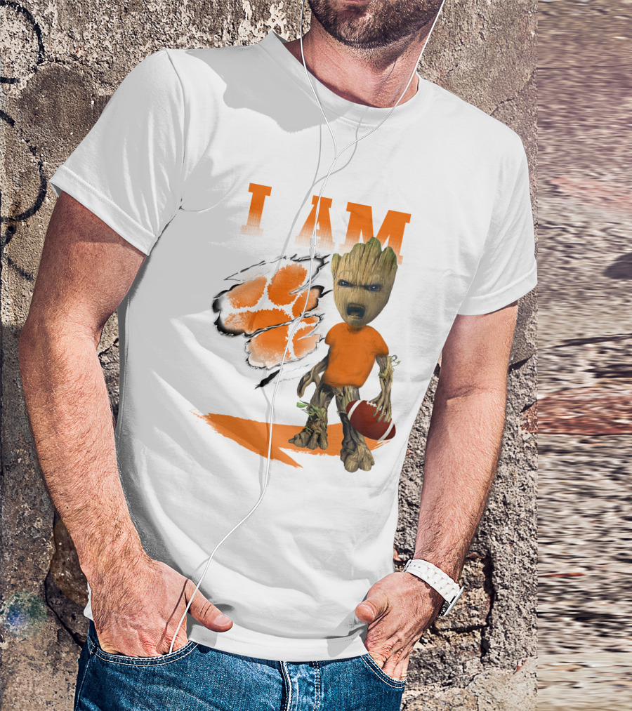 I AM Clemson Tiger Groot Football T-Shirt