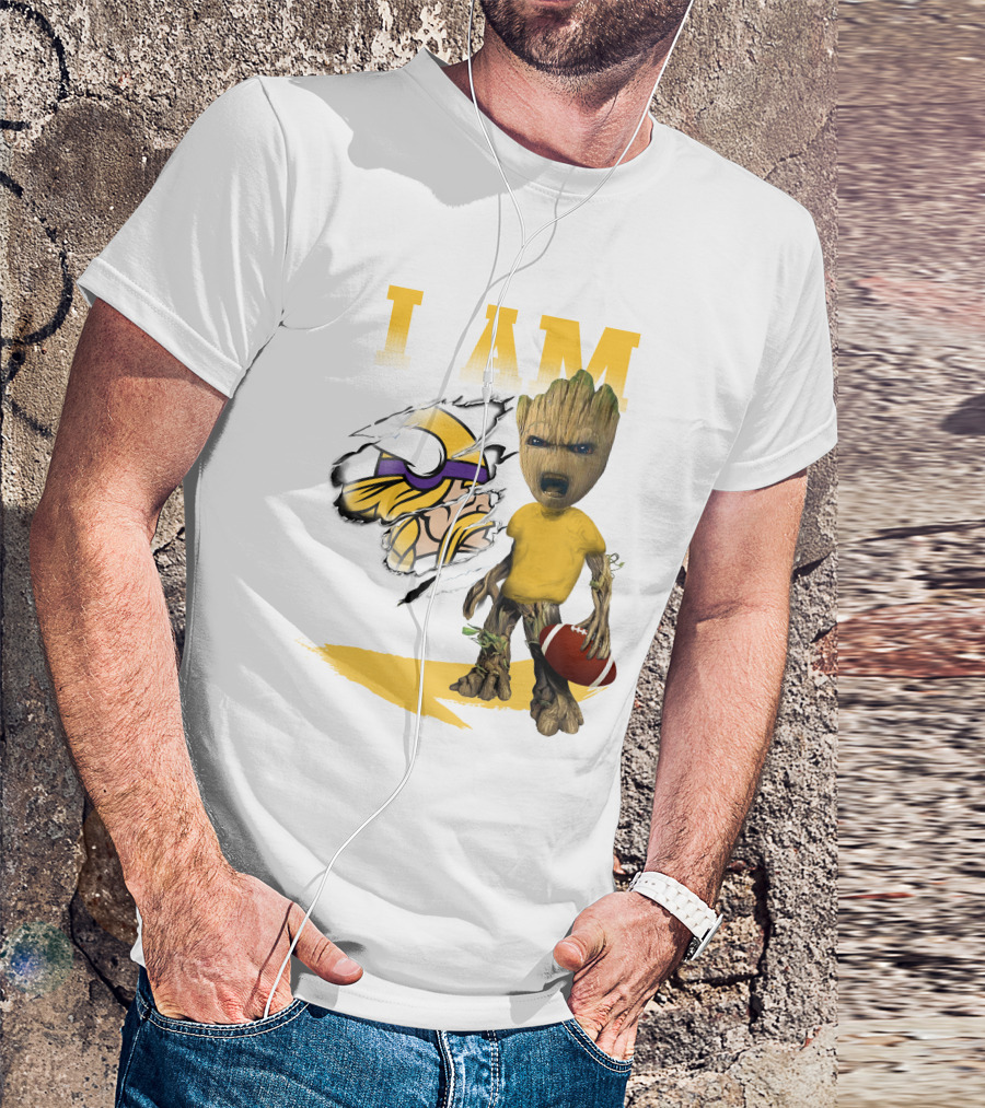 I AM Minnesota Vikings Baby Groot Football T-Shirt