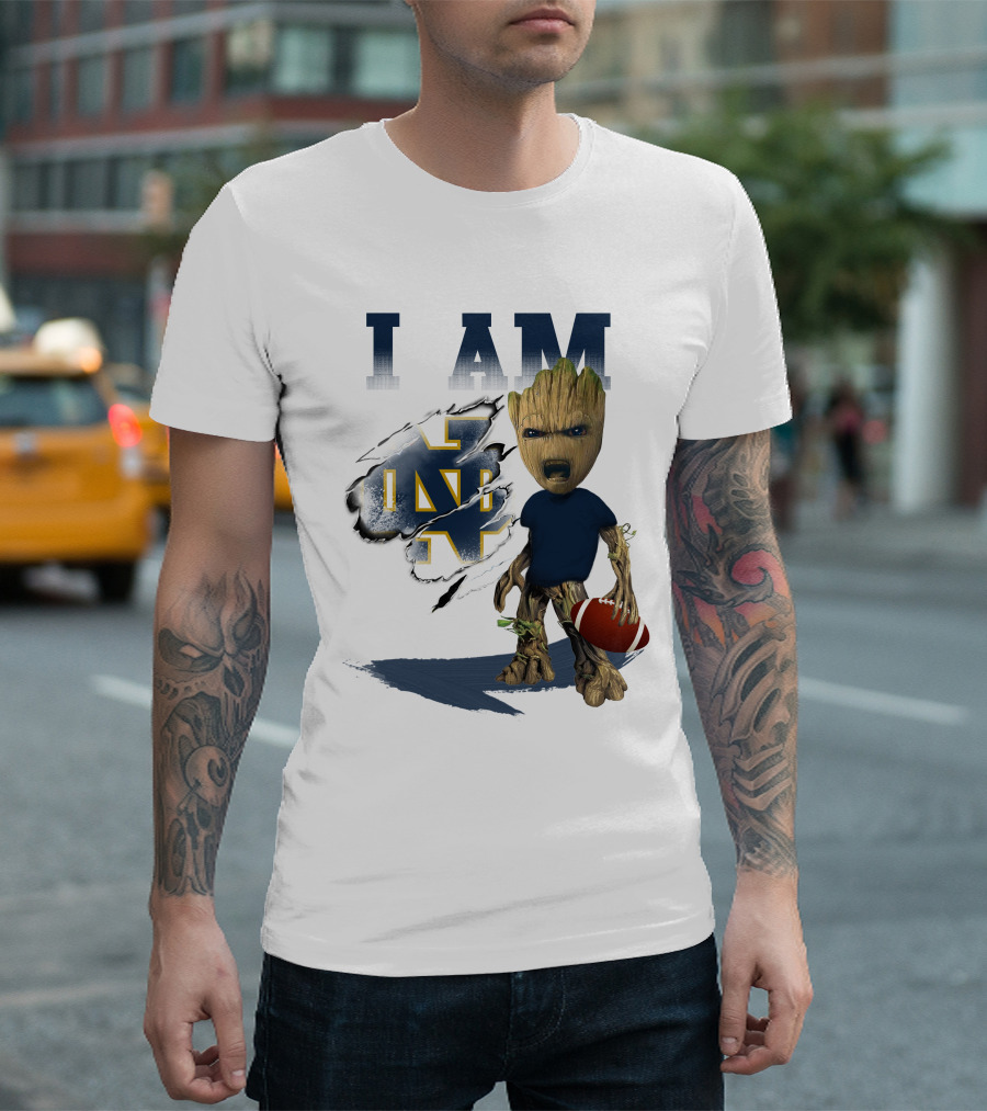 I AM Notre Dame Fighting Irish Groot Football T-Shirt