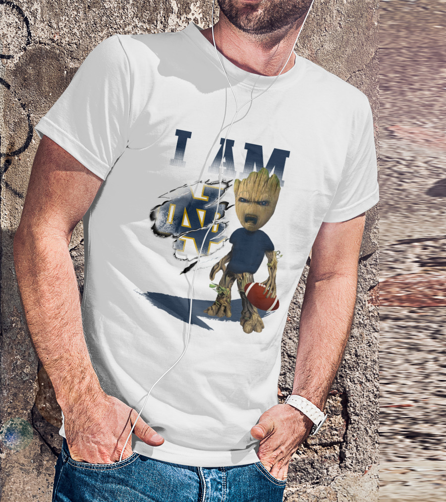 I AM Notre Dame Fighting Irish Groot Football T-Shirt