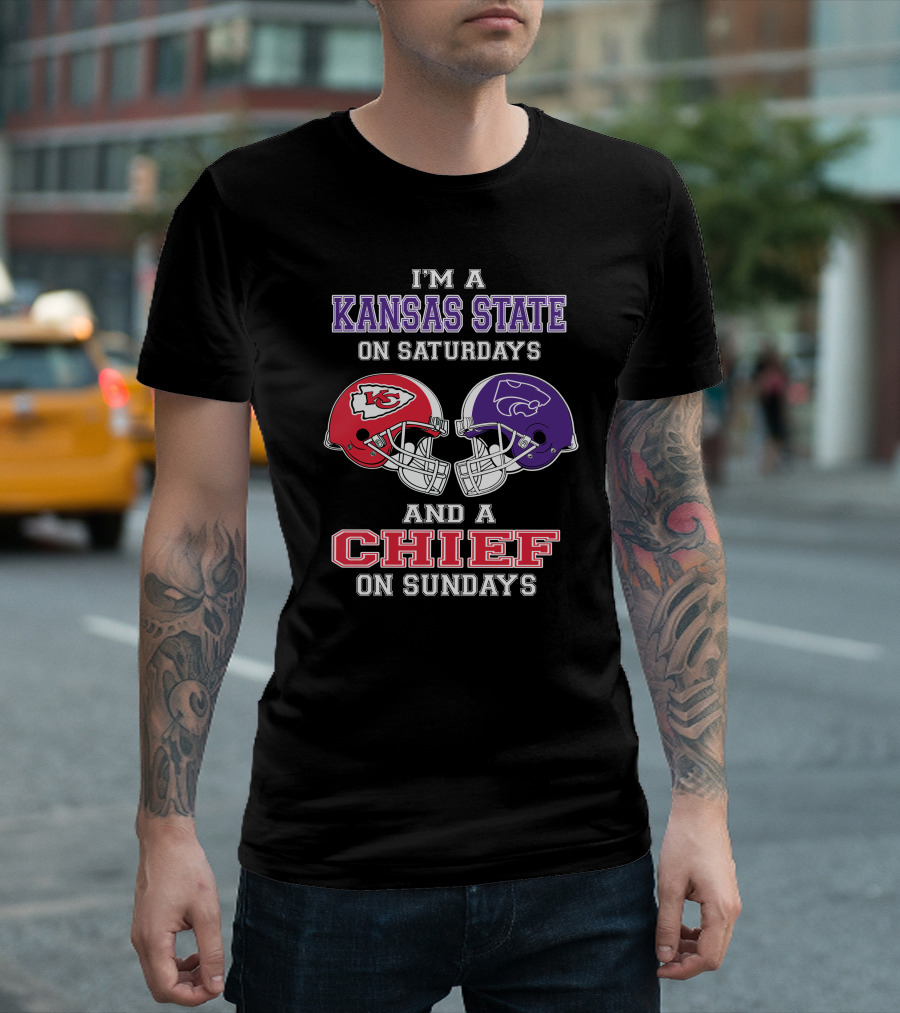 Kansas State Wildcats Saturdays Chiefs Sundays Football Fan T-Shirt