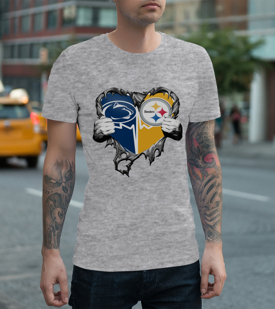 Steelers and Penn State Heart T-Shirt