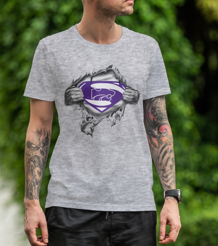 Kansas State Wildcats Superman Logo Ripped Shield T-Shirt