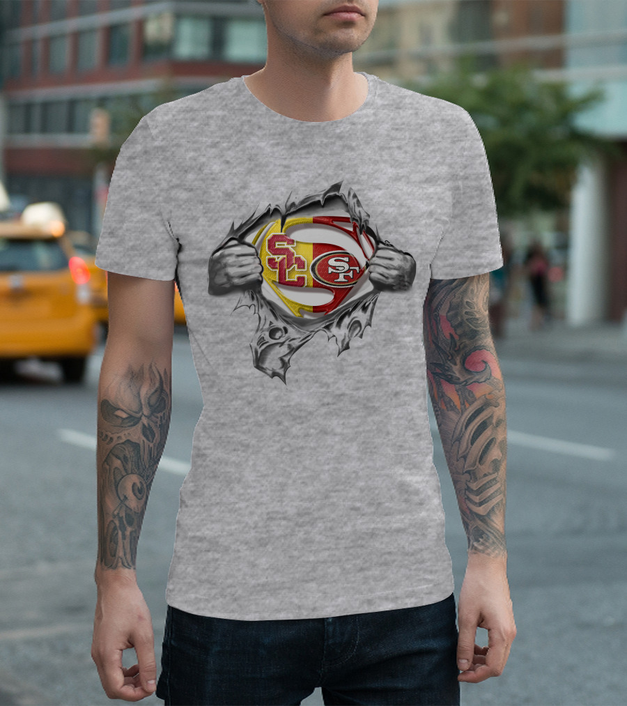 49ers Trojans Superman Logo Fusion T-Shirt