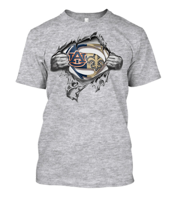 Auburn Tigers New Orleans Saints Superhero Fusion T-Shirt