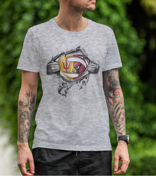 Arizona State Devils Cardinals Super Man Logo Mashup T-Shirt