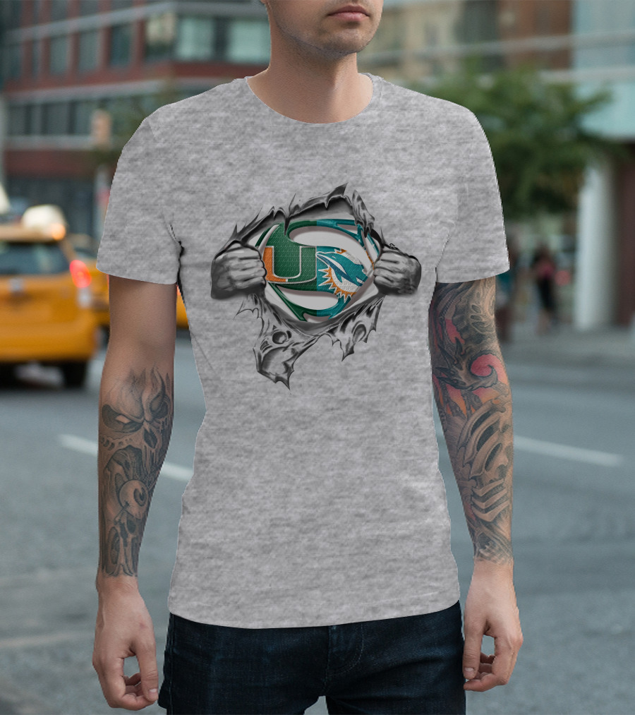 Dolphins Hurricanes Superman Logo Mashup T-Shirt