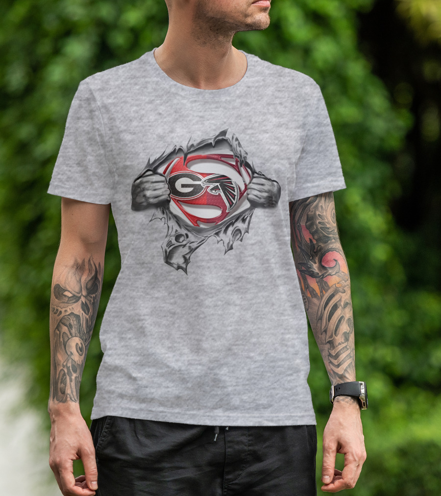 Georgia Bulldogs Atlanta Falcons Superman Logo Fusion T-Shirt