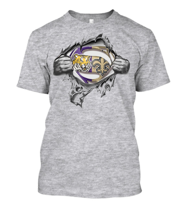 LSU Tigers New Orleans Saints Super Man T-Shirt