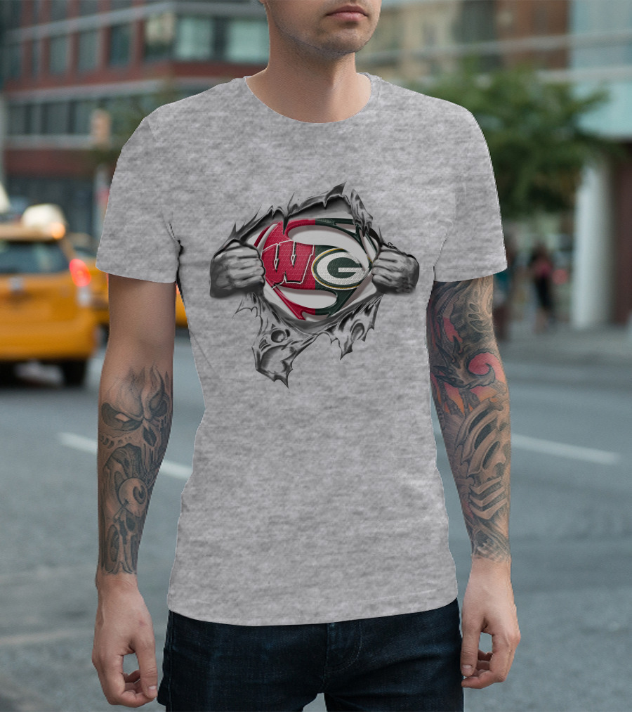 Packers Badgers WG Super Logo Tear Open T-Shirt