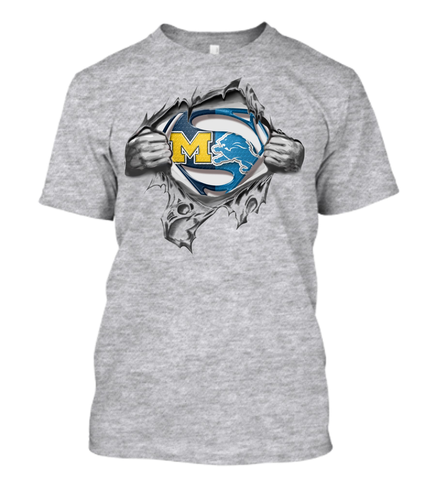 Wolverines Lions Superman Logo Crossover T-Shirt