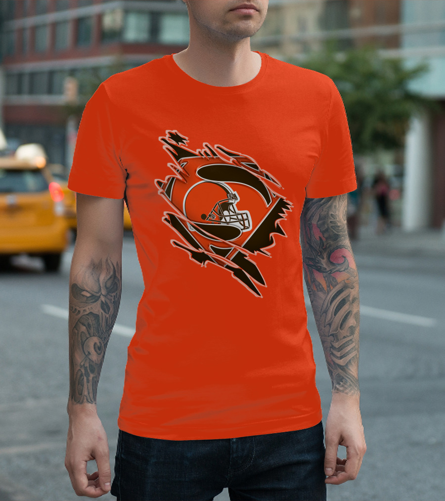 Cleveland Browns Superman Logo Helmet Icon Superhero Fan T-Shirt