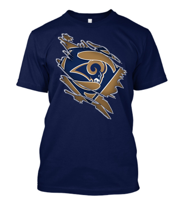 Rams Super Man Logo With Rip Effect T-Shirt