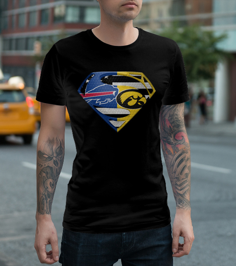 Buffalo Bills Iowa Hawkeyes Superman Logo Fusion T-Shirt