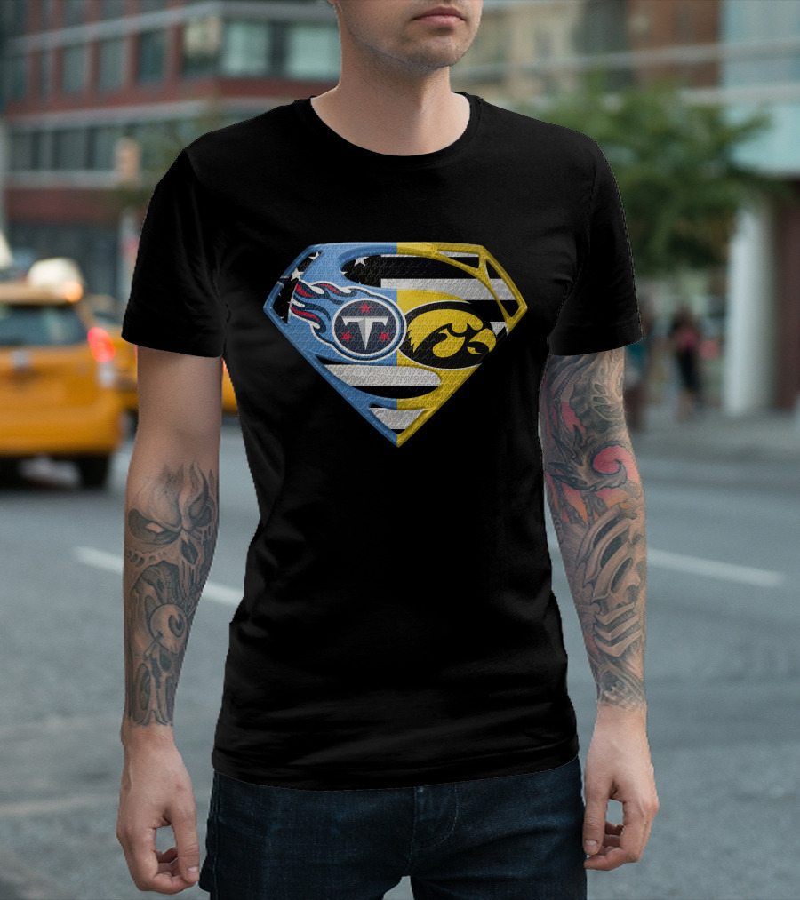 Superman Logo Mashup Titans Iowa Hawkeyes T-Shirt
