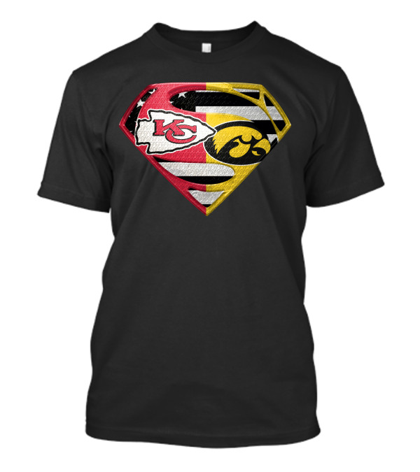 Superman Kc Chiefs Iowa Hawkeyes Flag T-Shirt