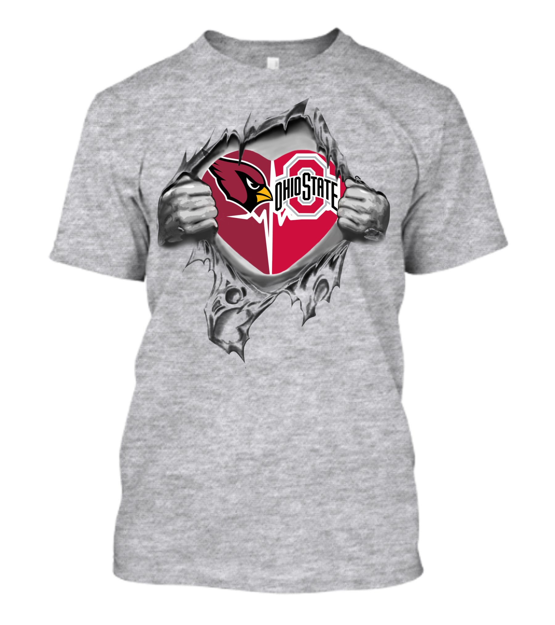 Arizona Cardinals Ohio State Buckeyes Logo Heart T-Shirt
