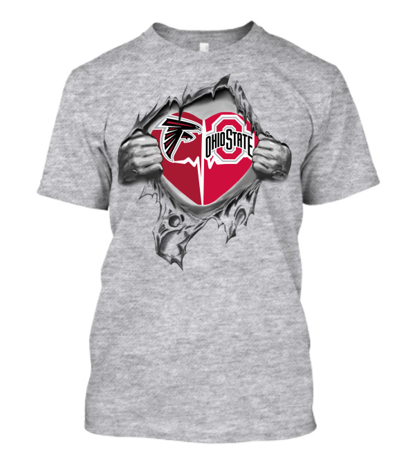 Atlanta Falcons Ohio State Buckeyes Heart Logo Peeling T-Shirt