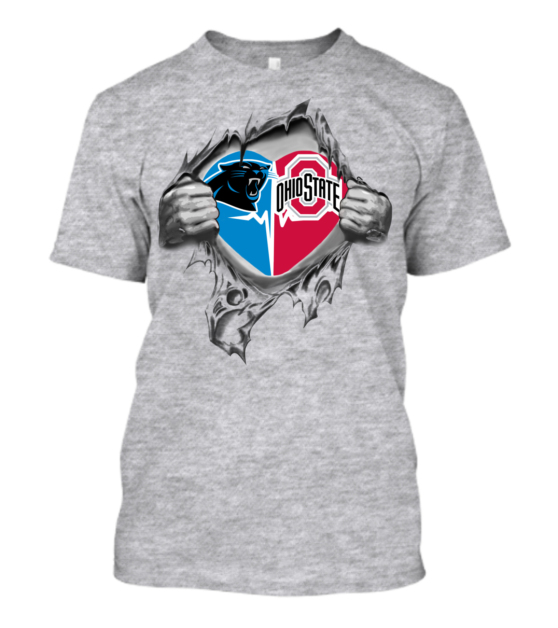 Carolina Panthers Ohio State Buckeyes Logo Fusion T-Shirt