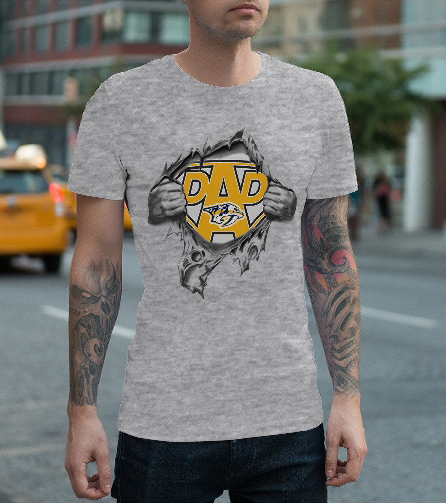 Nashville Predators Super Dad Hero Emblem T-Shirt