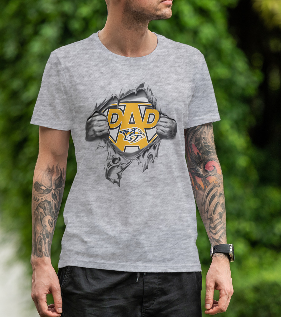 Nashville Predators Super Dad Hero Emblem T-Shirt