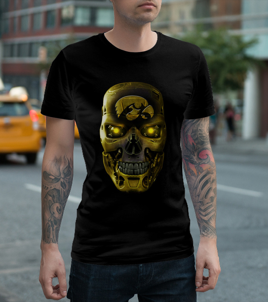 SKULL IOWA HAWKEYES ROBOTIC GOLD MASK T-Shirt