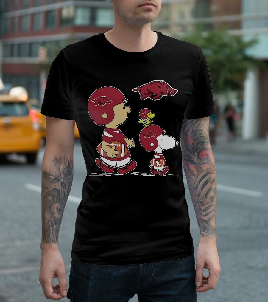 Arkansas Razorbacks Football Characters with Helmet T-Shirt