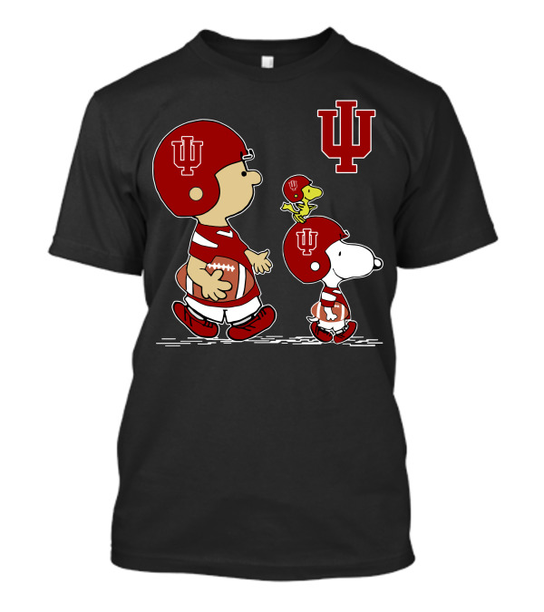 Indiana Hoosiers Football Iu Peanuts Characters Charlie Brown Snoopy Woodstock T-Shirt