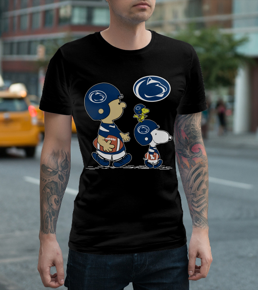 Peanuts Characters In Penn State Nittany Lions Football Gear T-Shirt
