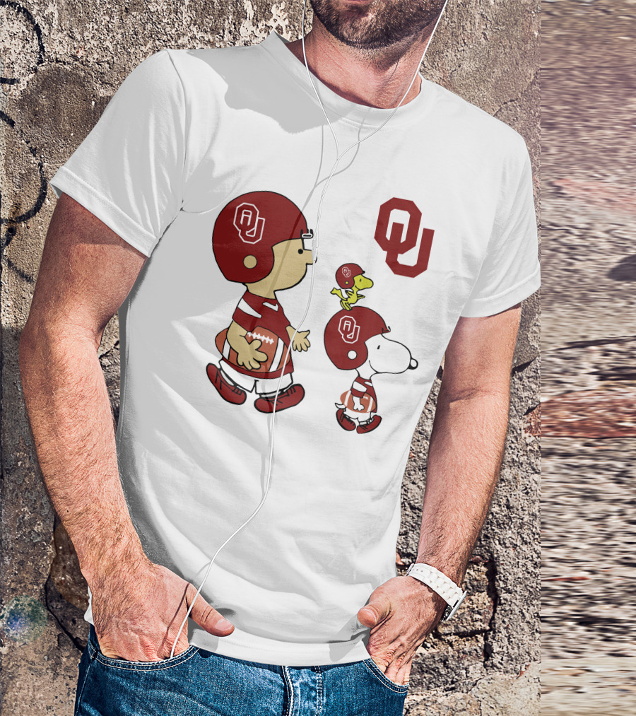 OU Sooners Football Characters With Helmets And Football T-Shirt