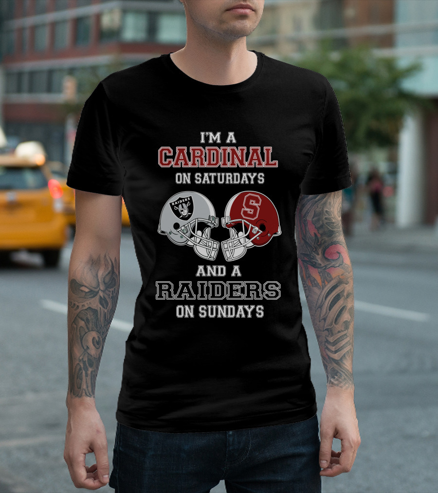 I'm A Cardinal On Saturdays And A Raiders On Sundays Helmet T-Shirt