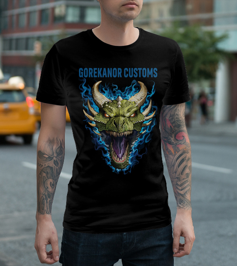 GOREKANOR CUSTOMS DRAGON HEAD WITH BLUE FLAMES T-Shirt