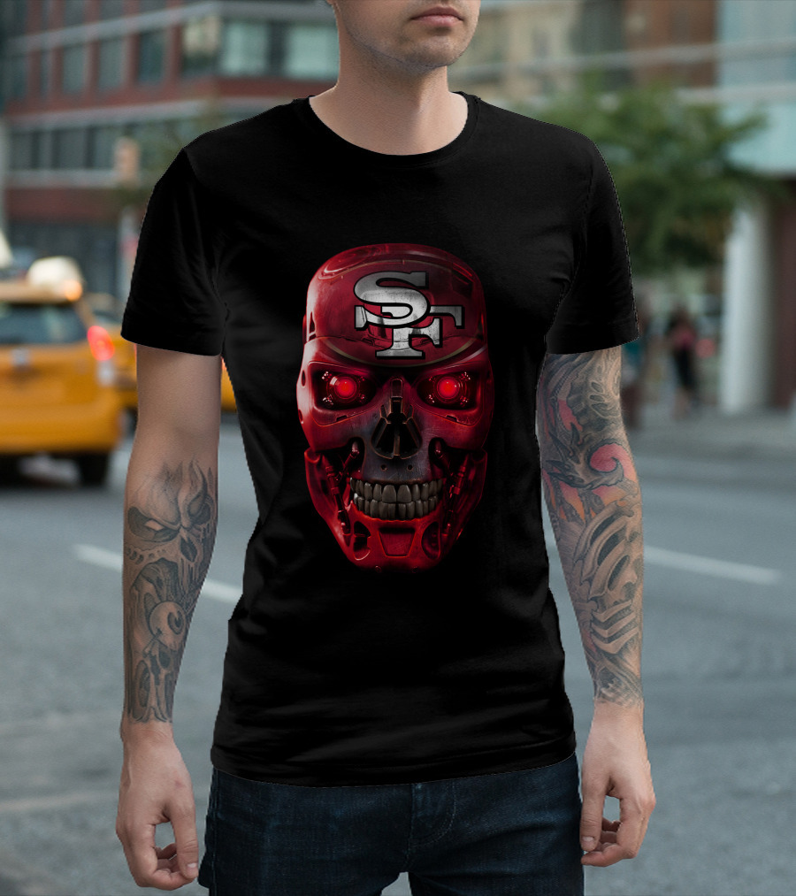 SF Skull 49ers Red Terminator Face T-Shirt