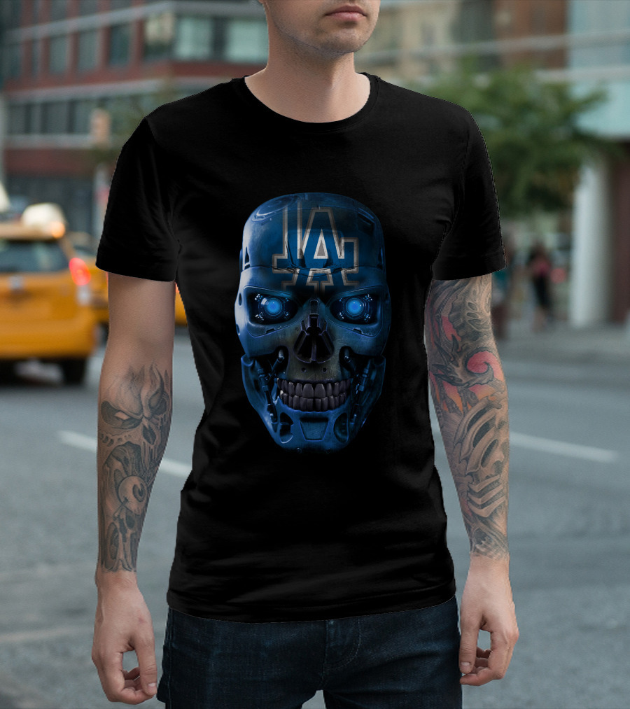 LA Skull Dodgers Robotic Futuristic Vision T-Shirt