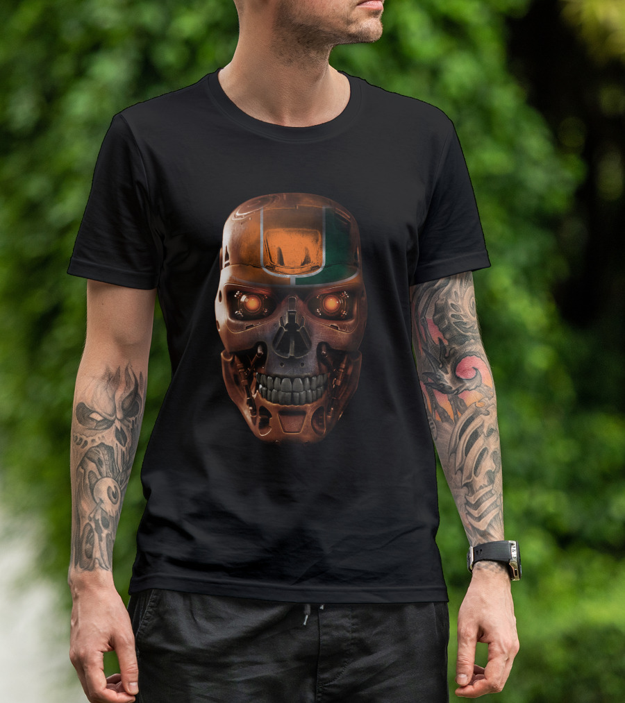 SKULL HURRICANES MIAMI TERMINATOR ROBOT FACE T-Shirt