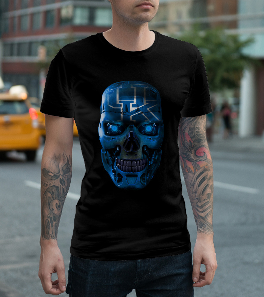 SKULL UK KENTUCKY WILDCATS BLUE METALLIC FACE T-Shirt
